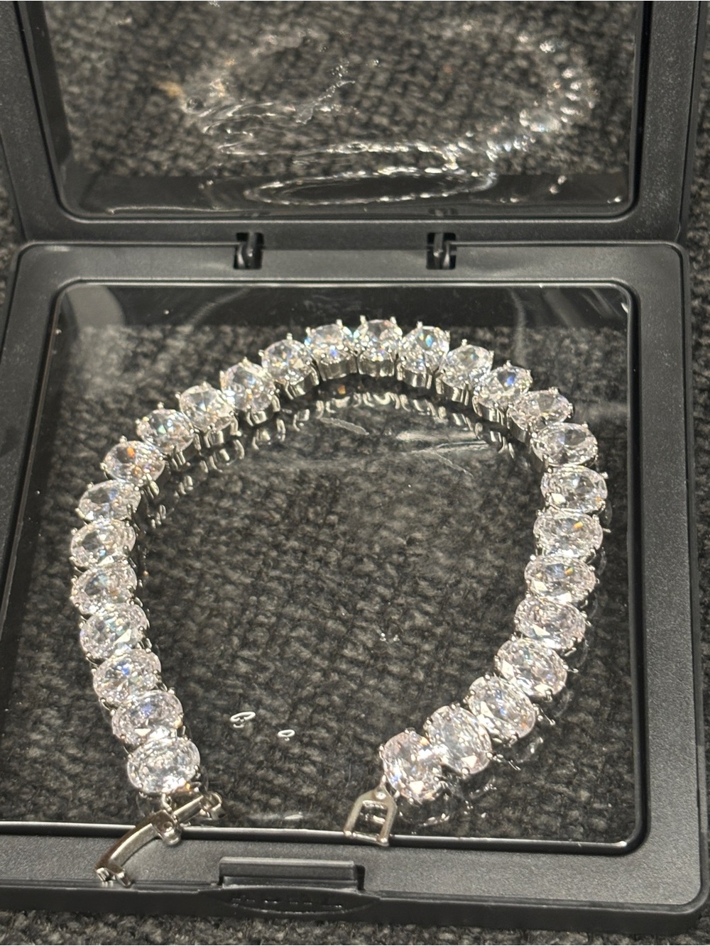 Classic Clear Crystal Tennis Bracelet- Silver Tone